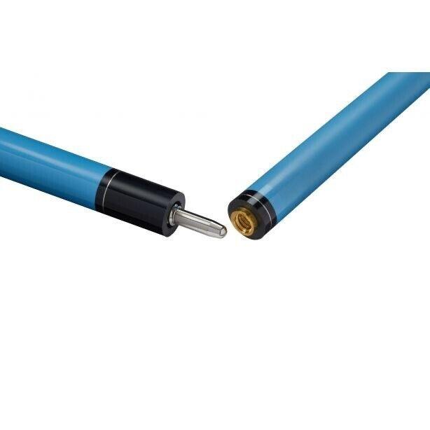 PowerGlide Quanta Carbon pool cue by Allsports Superstore, 57-inch 2-piece cue with blue finish and 10mm tip, shown on a white background.