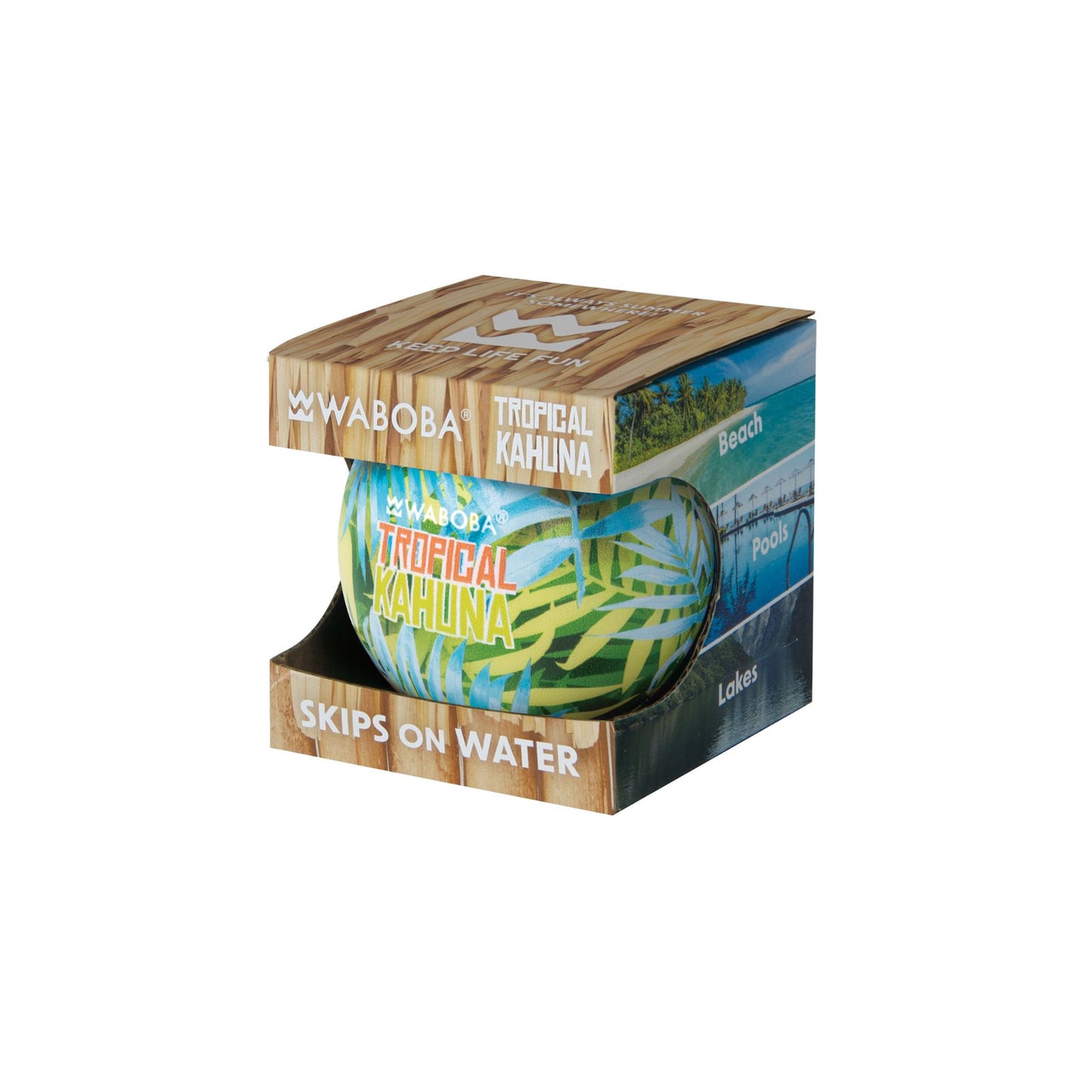 Wabora Tropical Kahuna Water Bouncing Ball for sporting fun, featuring bright tropical colors and rubber surface for water play.