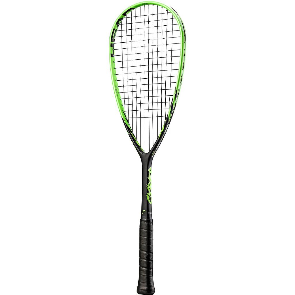 Head Cyber Tour squash racket displayed with its sleek frame and grip, designed for competitive squash players.