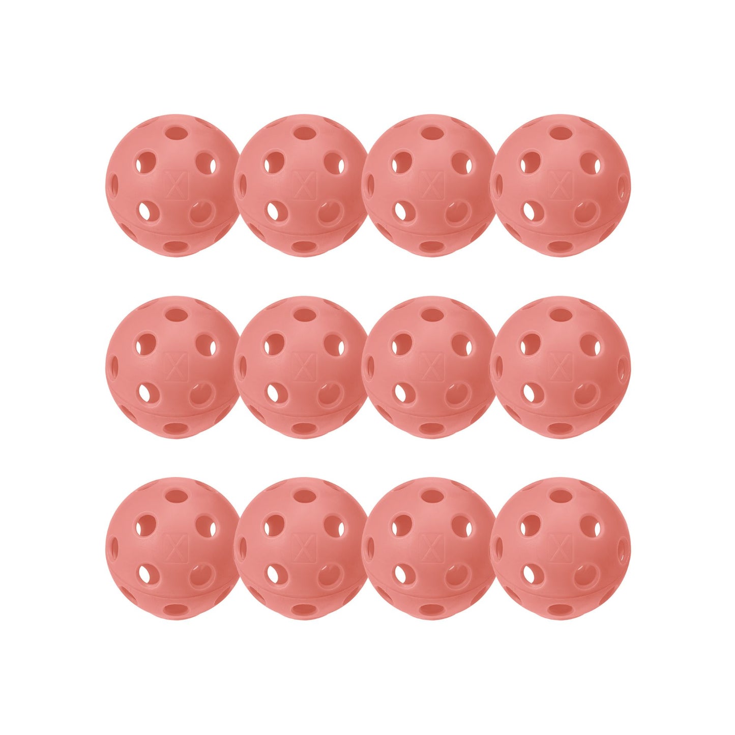 Set of 12 Franklin X-26 indoor pickleballs with bright yellow surface, designed for indoor pickleball play.
