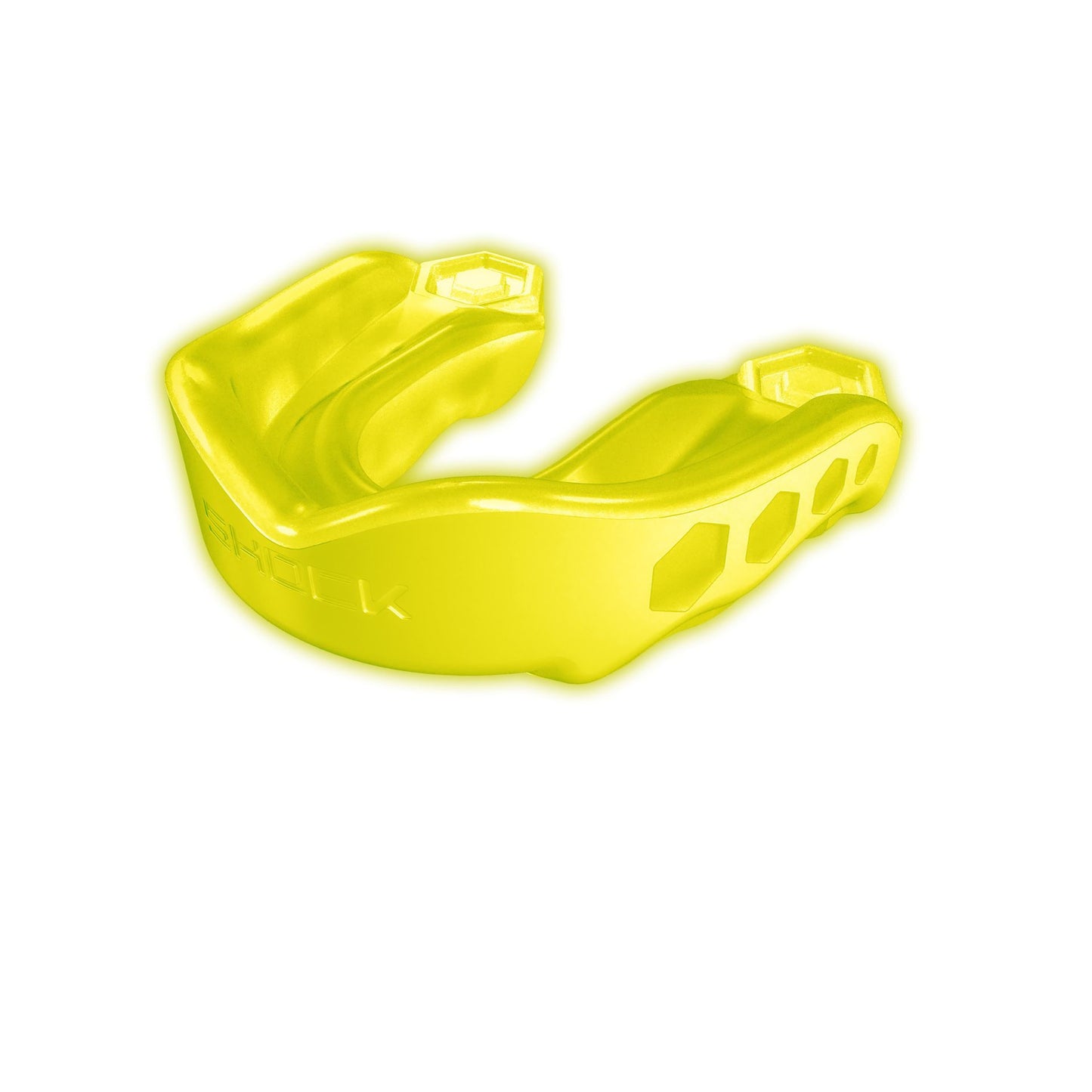 Shock Doctor Gel Max mouthguard from sporting goods, showing a blue and clear protective sports mouthguard for athletes.