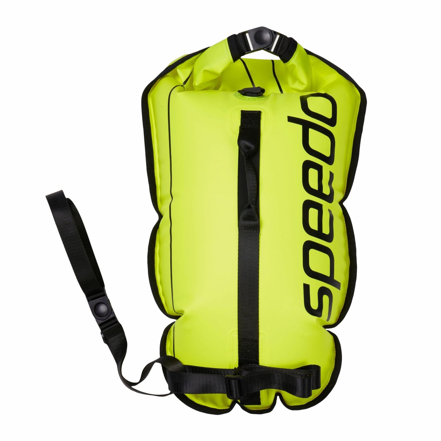 Speedo open water tow float dry bag for swimming and water sports, featuring a compact design and secure waterproof closure.