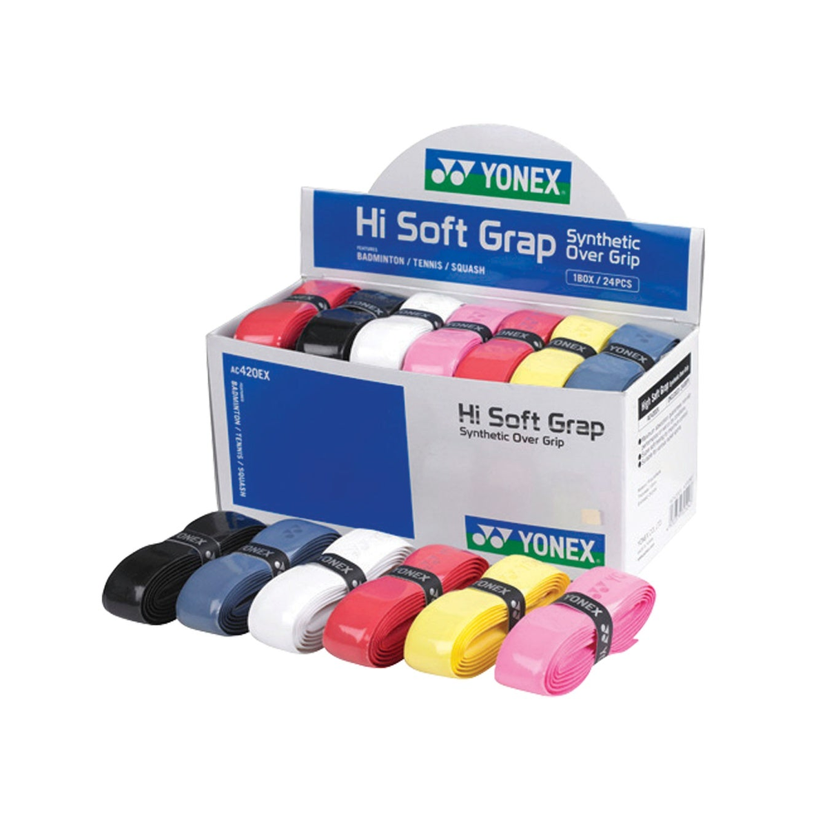 Yonex AC420 Hi Soft Grap overgrip pack of 24, tennis and badminton grip for improved handling and comfort.