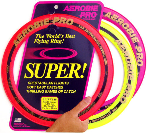 Allsports Superstore Aerobie 13-inch Pro Flying Ring for outdoor games, showing a colorful flying disc in mid-air.
