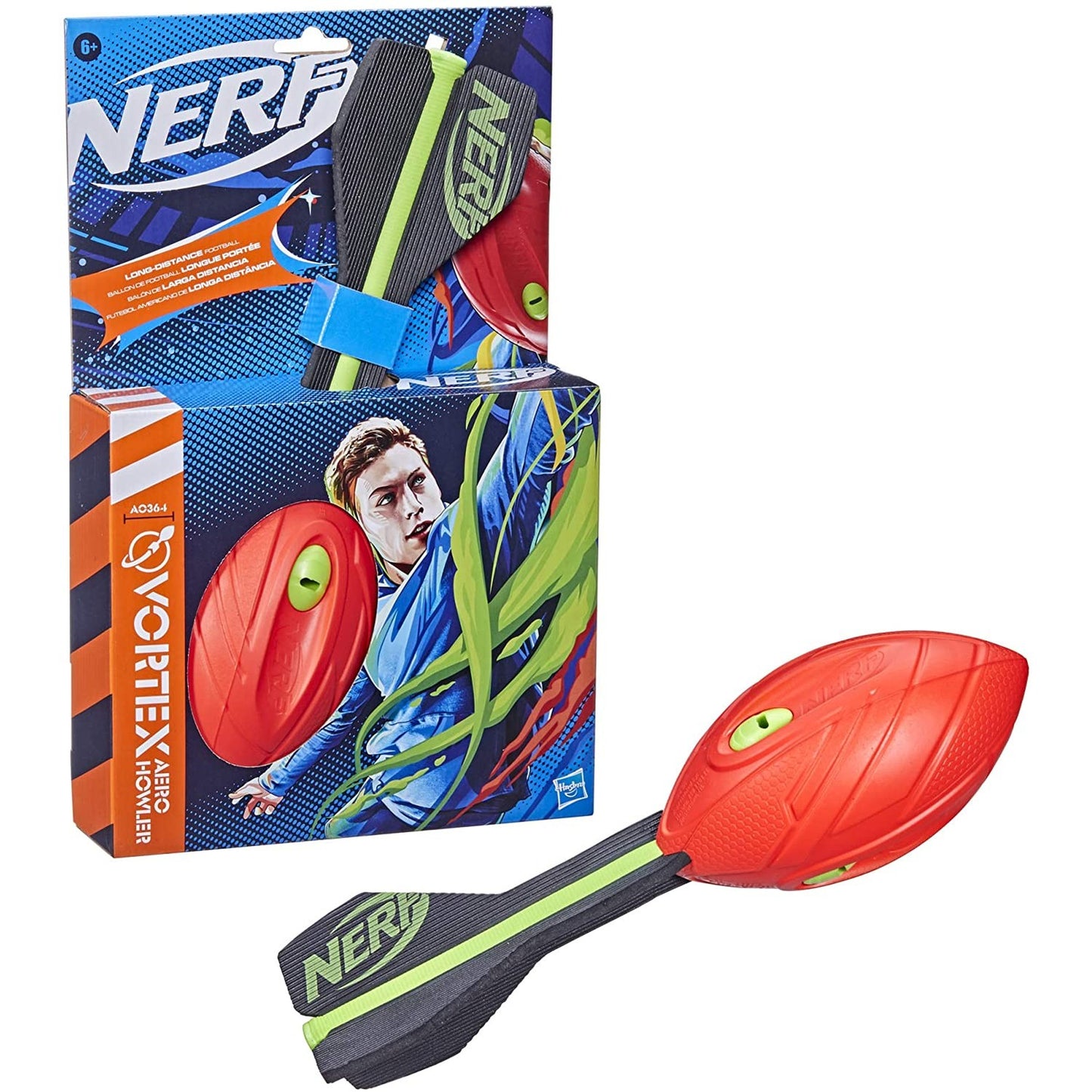 Nerf Vortex Aero Howler outdoor flying disc toy with bright orange and black design, ideal for outdoor games and active play.