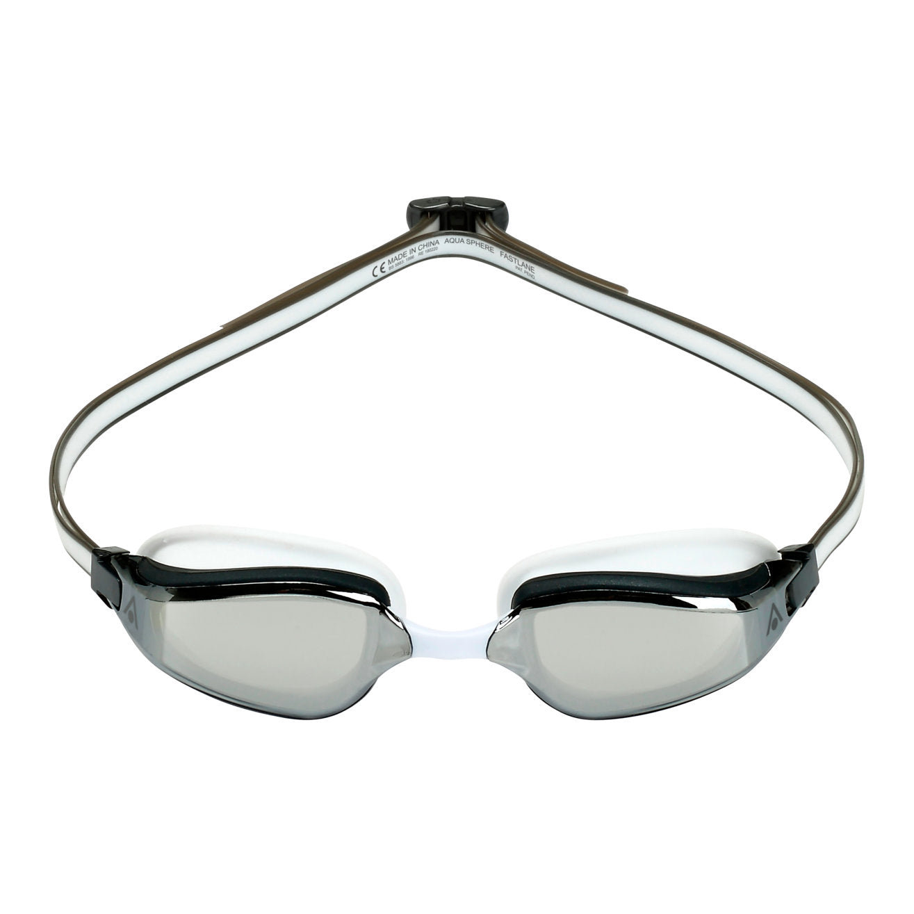 Aquasphere Fastlane swimming goggles with clear lenses and adjustable strap, designed for comfortable underwater swimming.