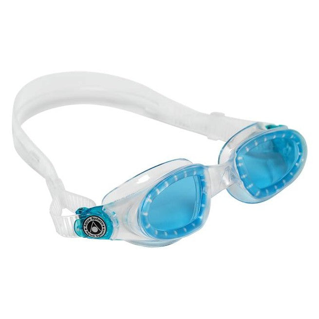 Aquasphere Mako swimming goggles with clear lenses and adjustable straps, designed for comfortable and secure fit during swim training.