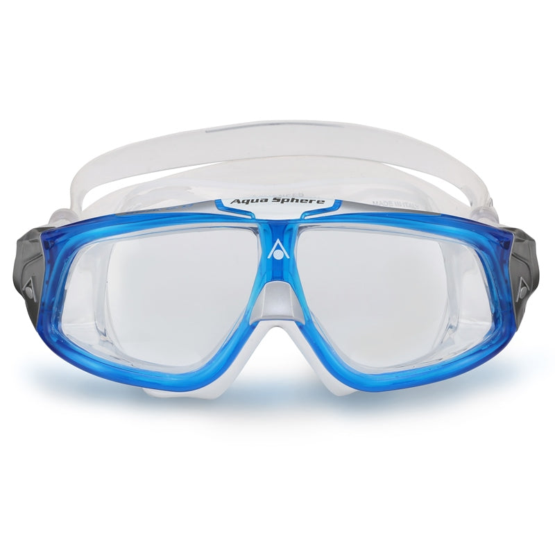 Aquasphere Seal 2.0 swimming goggles with clear lenses and adjustable strap, designed for comfortable underwater fit.