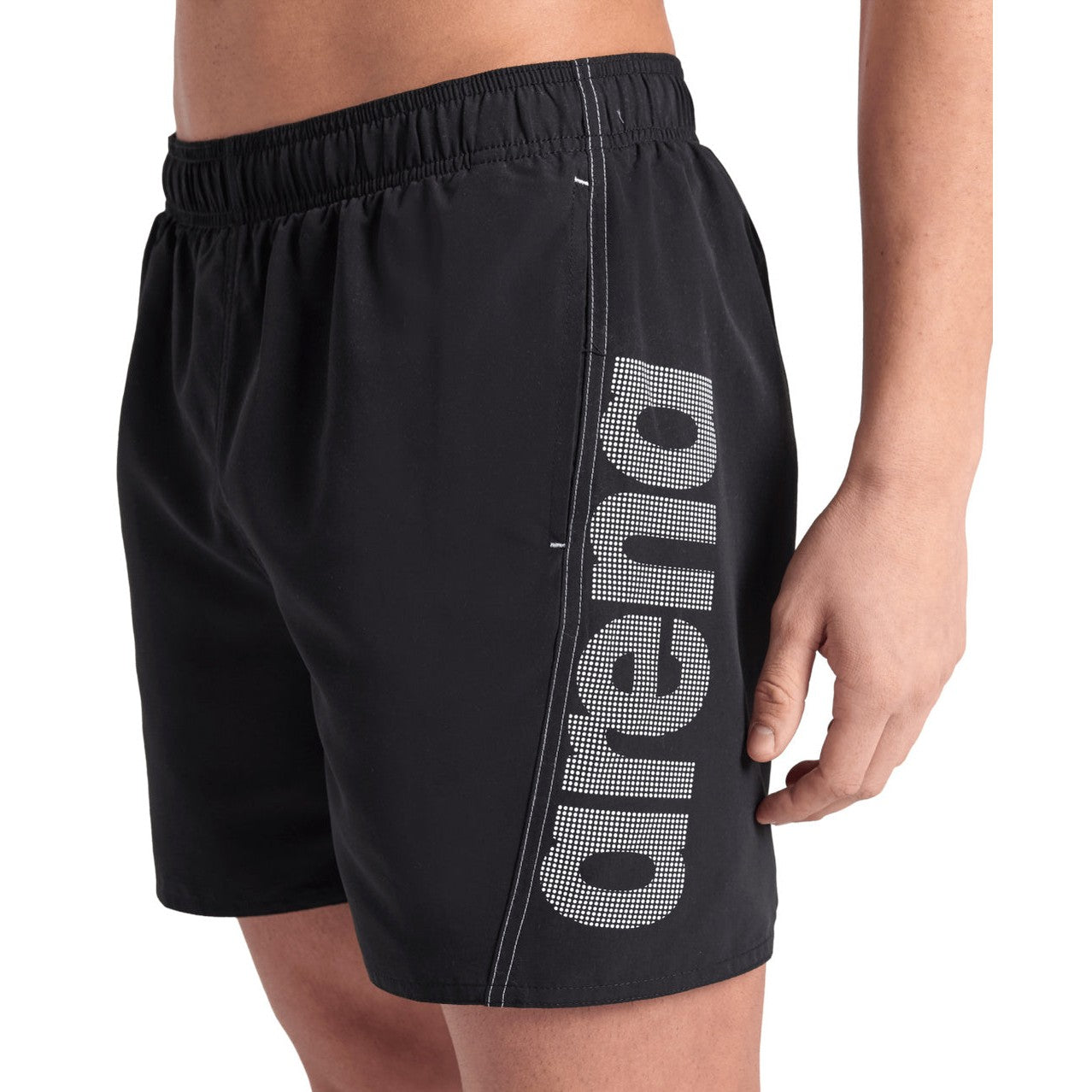 Arena men's Fundamental swimming shorts in navy, featuring a comfortable fit and elastic waistband for swimming and water activities.