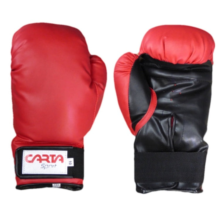 Youth boxing gloves by Cartasport, junior training gloves in black with padded wrist support and adjustable straps.