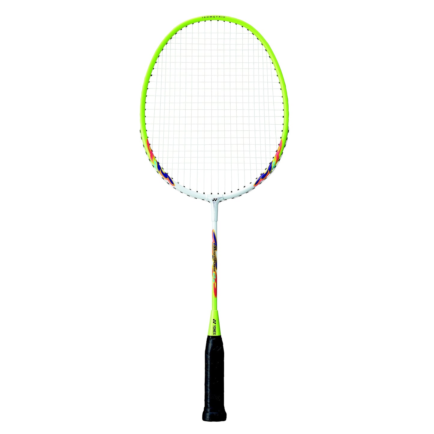 Yonex Junior MP2 badminton racket with lightweight frame and vibrant design, ideal for young players.