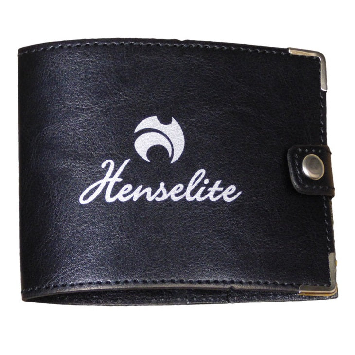 Henselite Bowls Score Card Holder, sleek black plastic case with slot for score cards and pens, designed for lawn bowls players