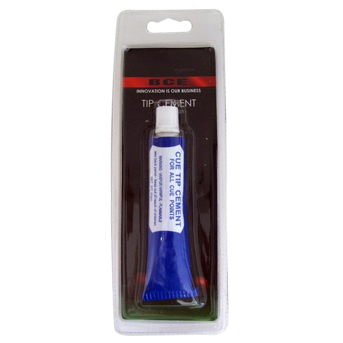 Powerglide Snooker and Pool Cue Tip Cement bottle with applicator for cue tip adhesion and maintenance.