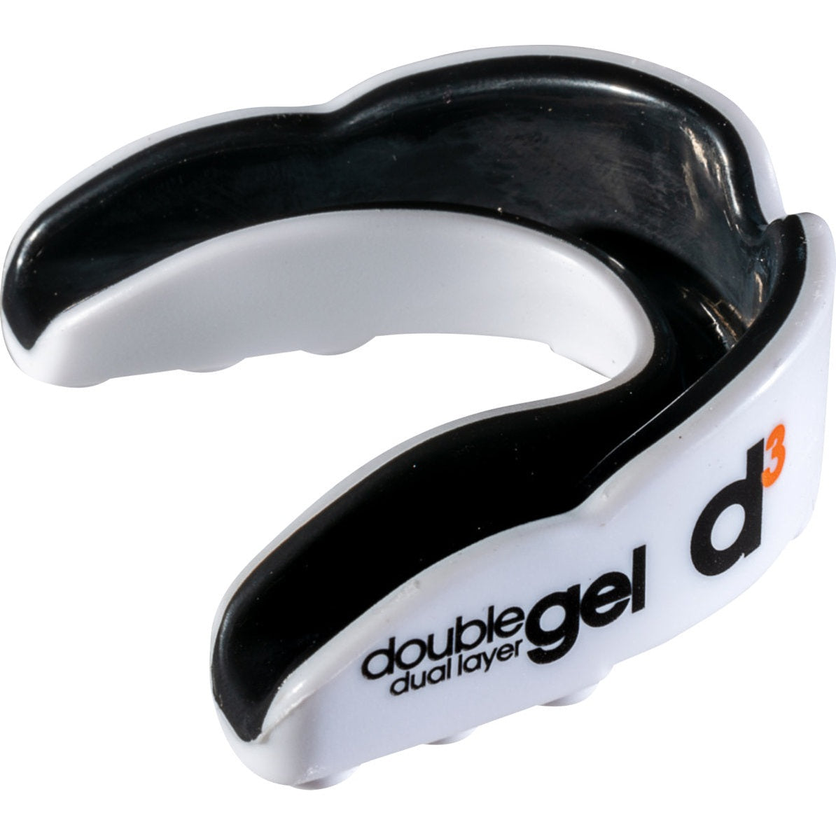 D3Tape D3MGA6 mouthguard for sports protection, showing the black and clear design with D3Tape branding on the mouthguard