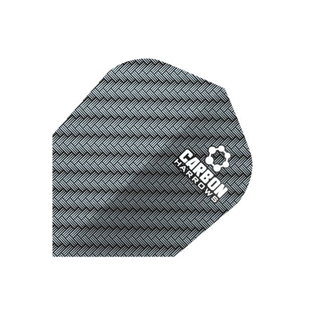Harrows Dimplex Carbon dart flights with black and white design, designed for darts players to enhance flight stability and performance.