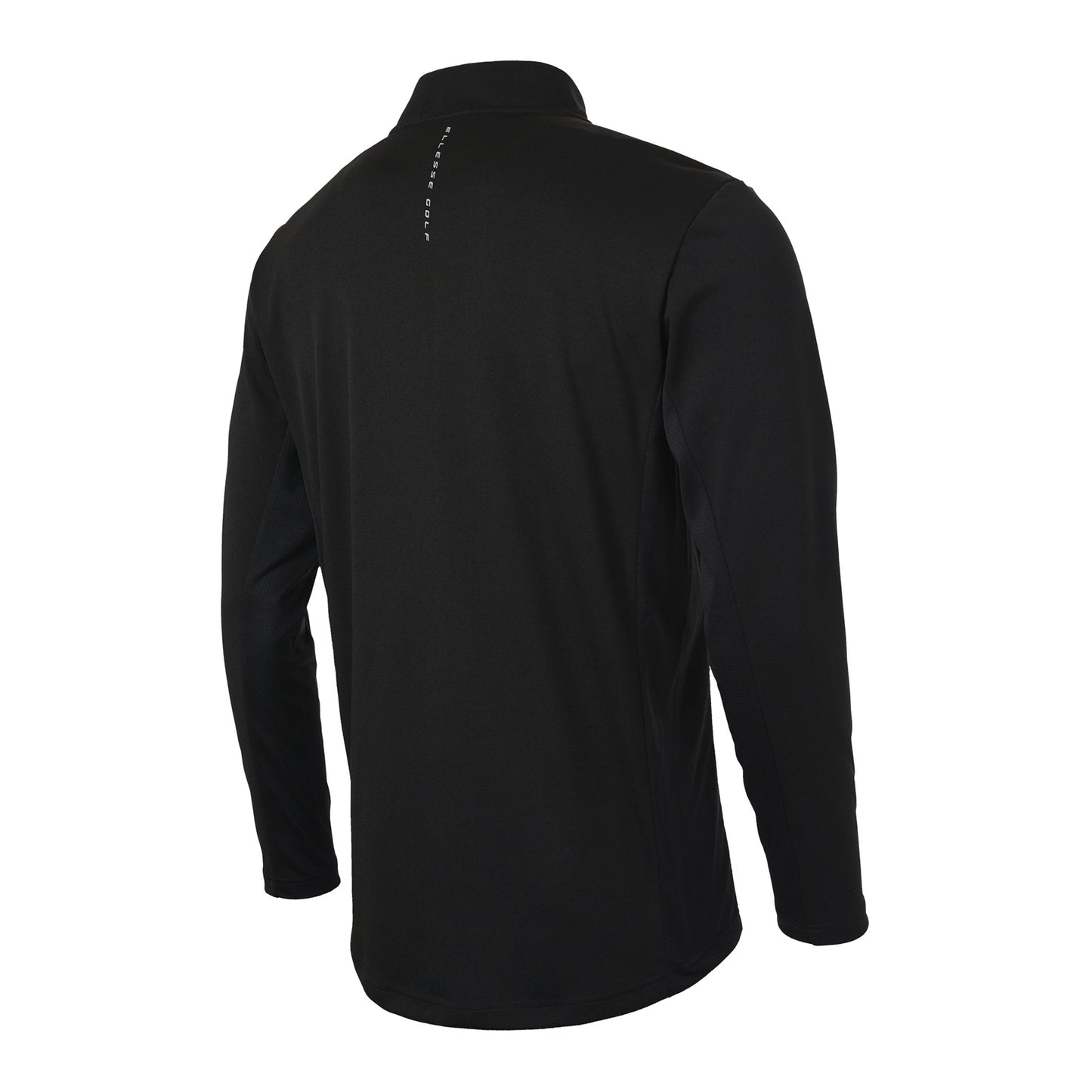 Ellesse Rolbi men's half-zip top in athletic style, featuring a high collar and sporty design, black color, and brand logo.