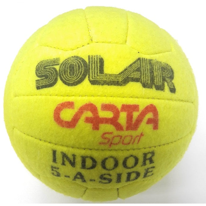Cartasport Carta Solar Indoor 5-A-Side Football with black and white panel design on a playing field.