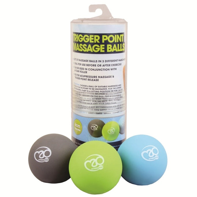 Fitness Mad KEEPFIT trigger point massage ball set with multiple textured massage balls for muscle relief and recovery.