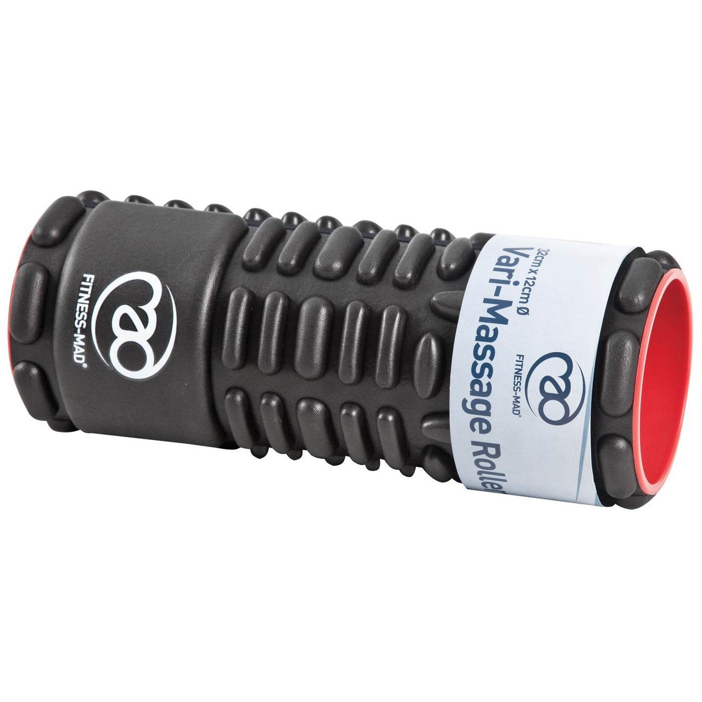 Fitness Mad Vari-Massage foam roller from KEEPFIT line, used for muscle recovery and myofascial release exercises.