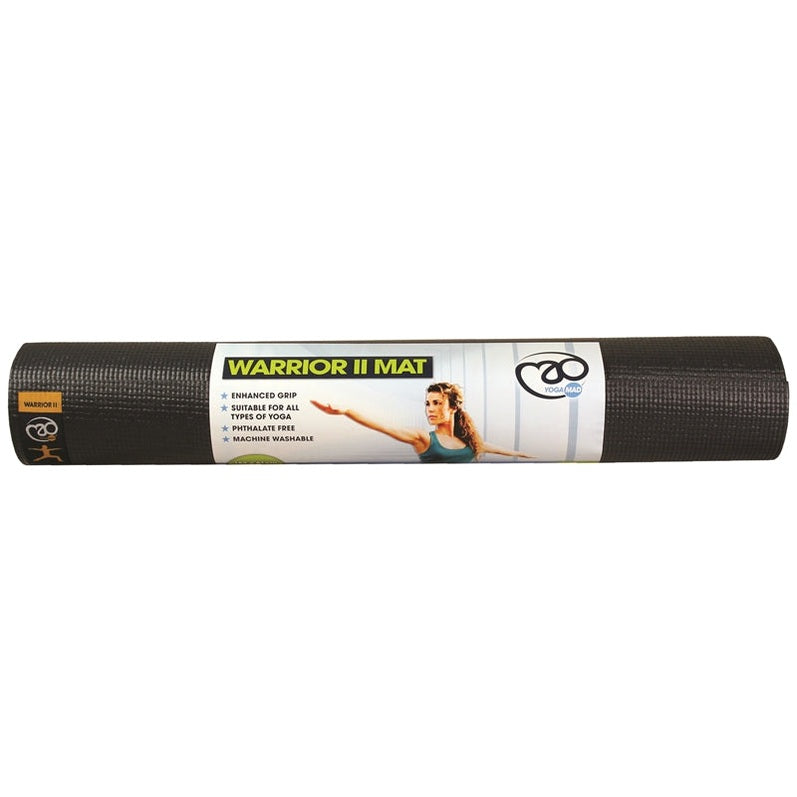 Fitness Mad Warrior II yoga mat in 4mm thickness, featuring a textured surface for grip during yoga exercises.