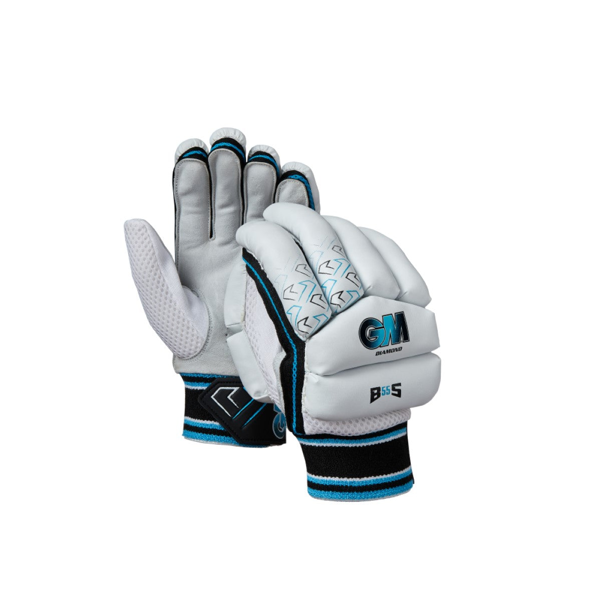 Gunn & Moore cricket batting glove with diamond design, finger protection and padded palm for enhanced grip and comfort.
