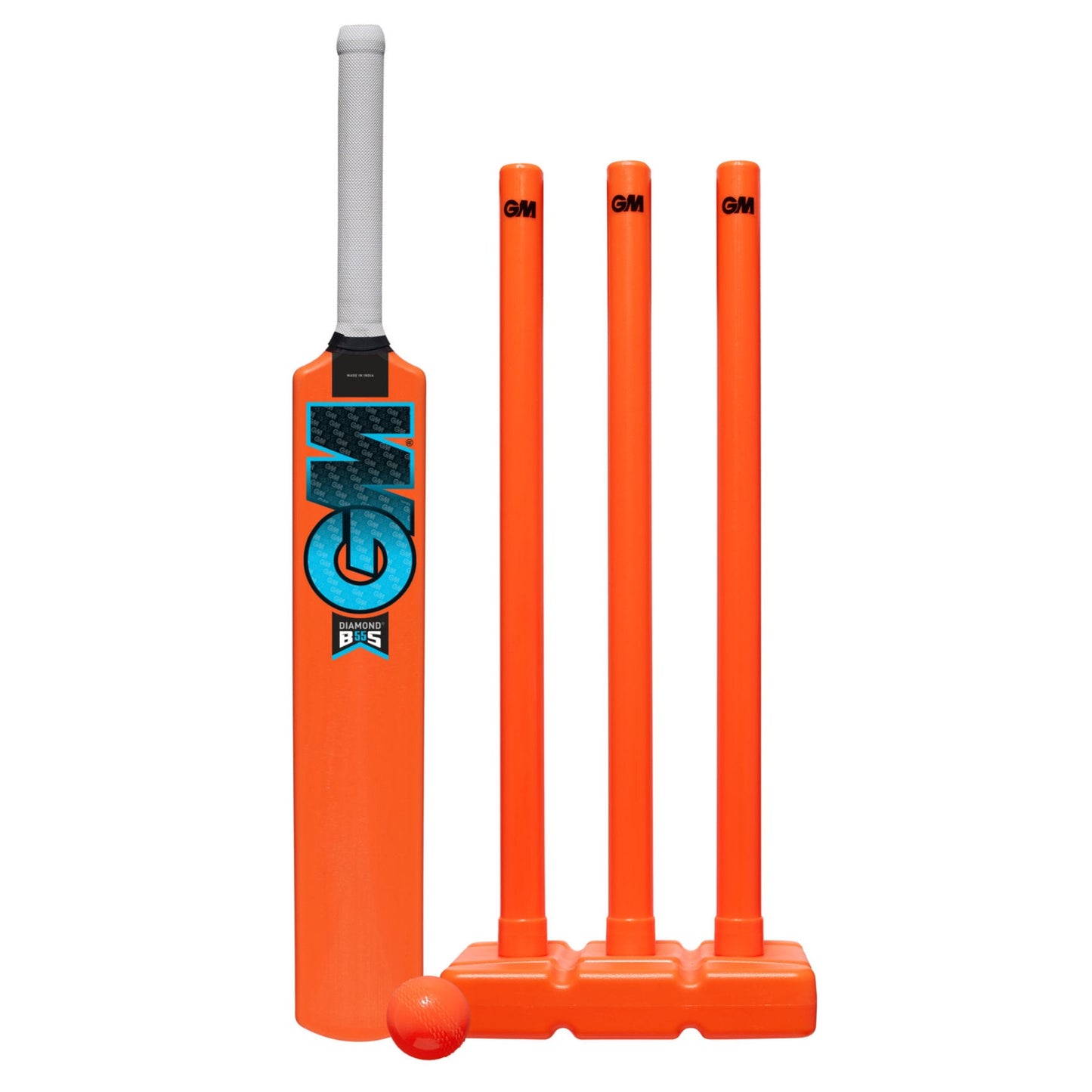 Gunn & Moore GM Diiamond all-weather cricket plastic set, size 6, with orange color and durable construction.
