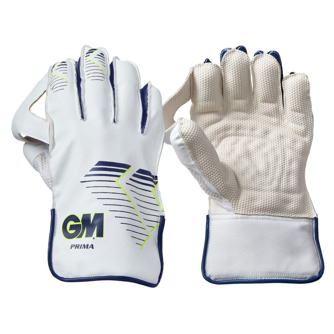 Gunn & Moore GM wicket keeper gloves Prima for cricket, padded gloves with grip and protection, shown in the image.
