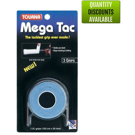 Tourna Mega Tac Blue 3 Grip Roll for racket sports, Cartasport brand, showing multiple grips on a white background.