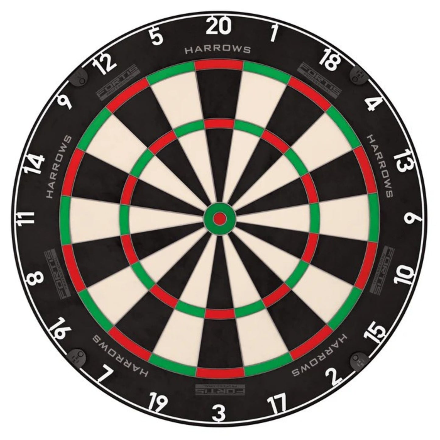 Harrows Fortis Dartboard for sporting goods, showing a close-up of the colorful target surface with numbered sections.