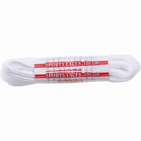 White laces for footwear by Cartasport, shown in the image. Perfect for replacing or customizing shoes.