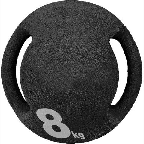 Cartasport KEEPFIT medicine ball with handles, textured surface for grip, used for strength and functional training exercises.