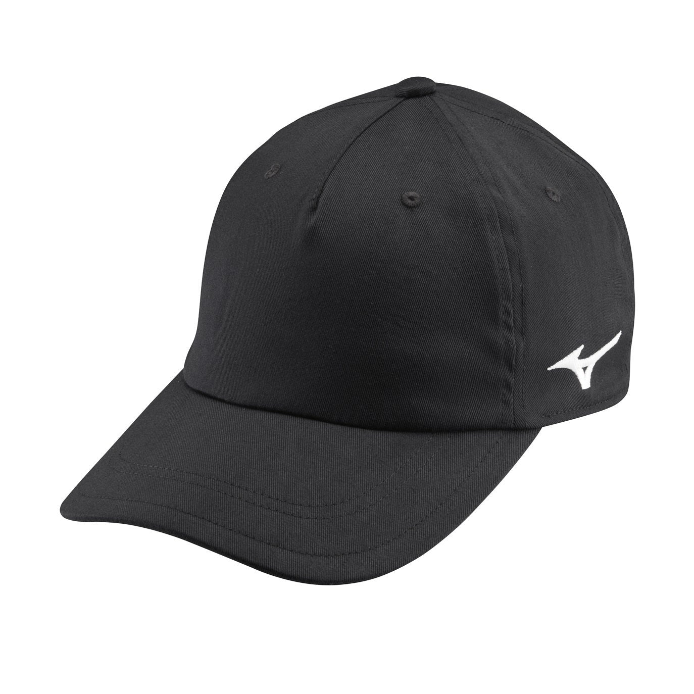Black Mizuno Team Cap featuring a classic baseball style with a curved brim and adjustable strap.