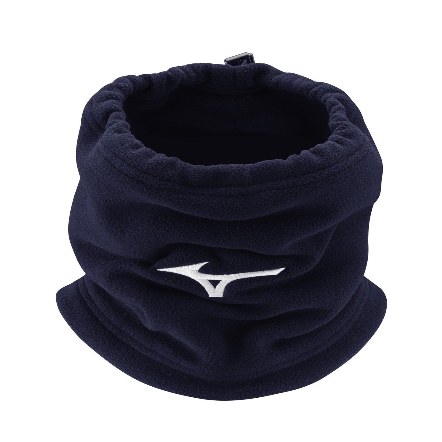 Black Mizuno snood accessory featuring soft knit fabric and a comfortable fit, ideal for outdoor sports and cold weather wear.