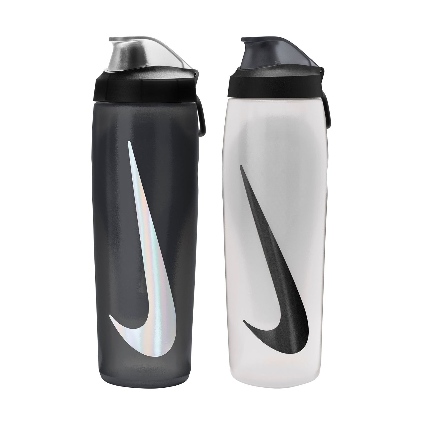 Nike Refuel 32oz sports bottle with secure locking lid, large capacity, durable plastic, ideal for sports and outdoor activities.