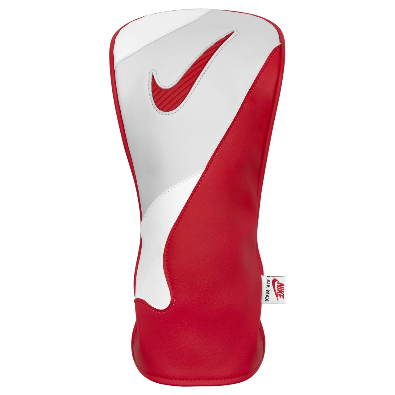 Nike Icon Driver Headcover in pink, white, and red, designed for golf clubs, featuring Nike branding and a durable, stylish cover.