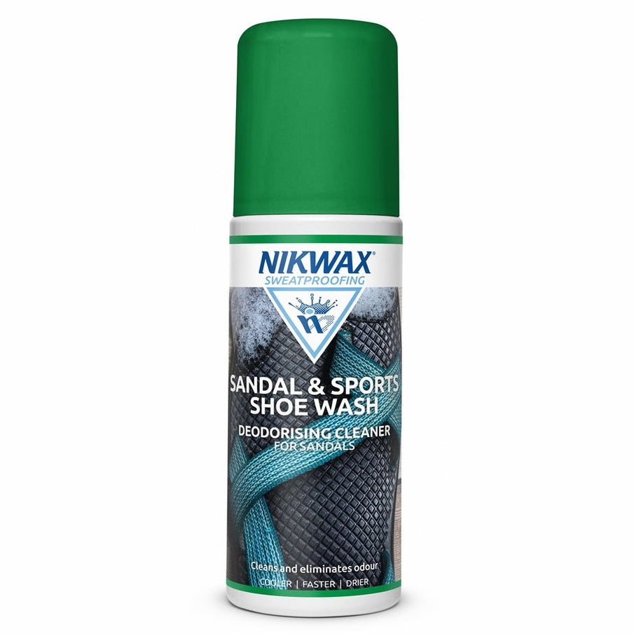Nikwax Sandal Shoe Wash 125ml for walking and hiking footwear, cleaning and refreshing outdoor shoes and sandals.