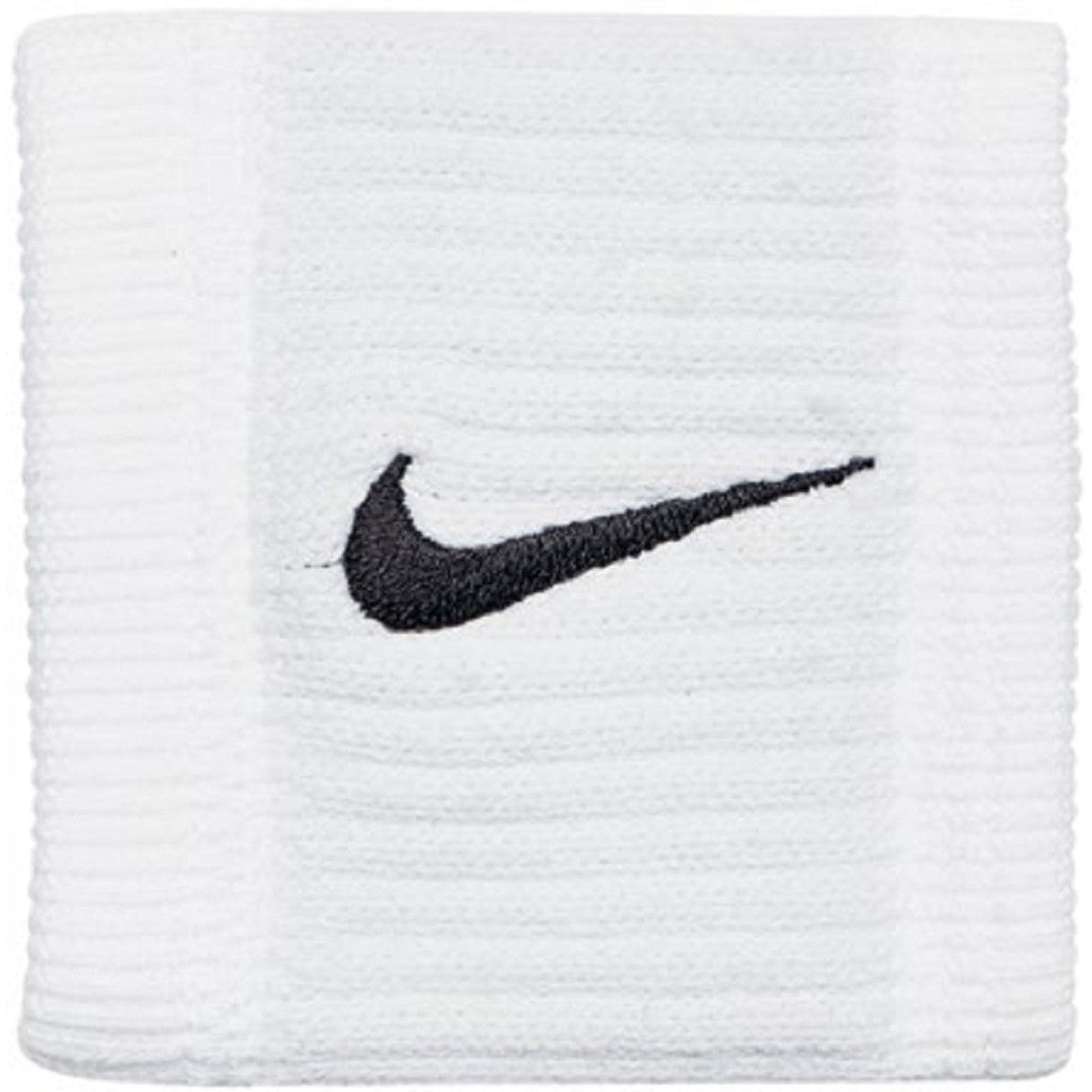 Nike Dri-Fit moisture-wicking sports wristband, lightweight and stretchy, shown on a person's wrist for athletic use.