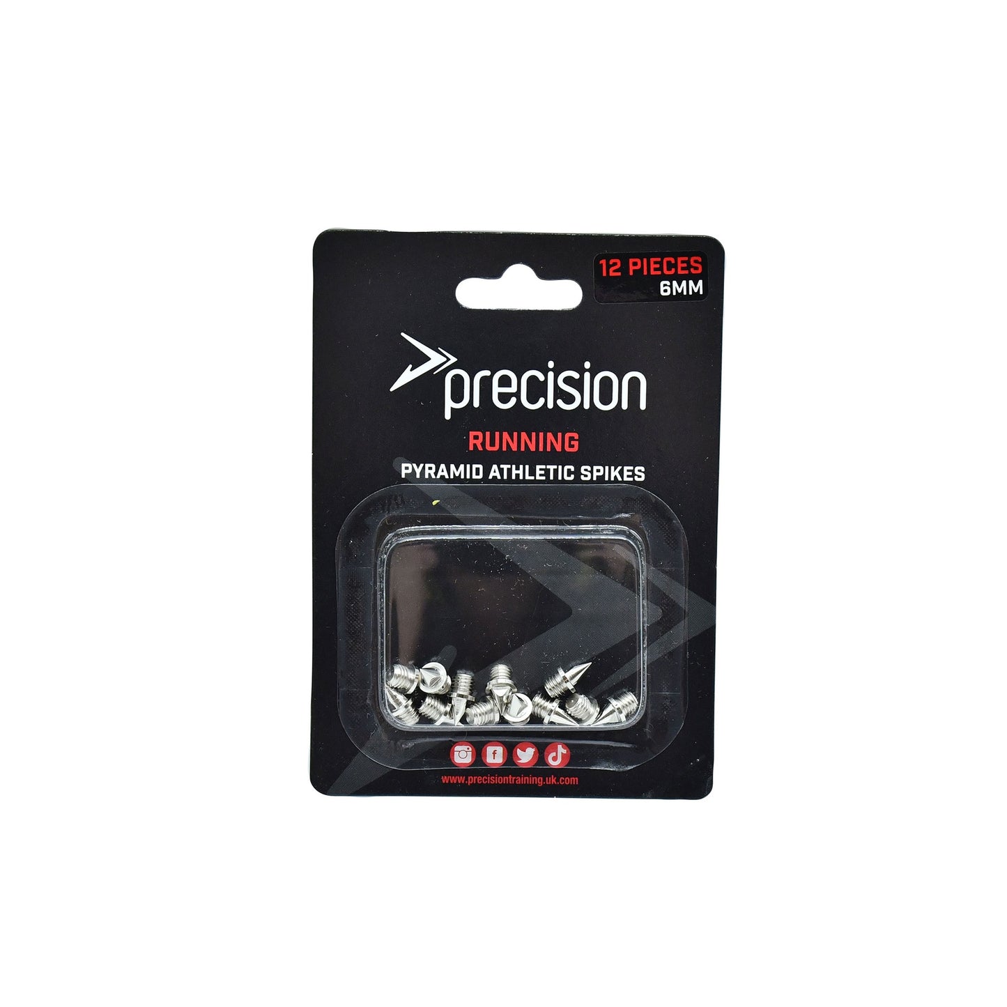 Precision Pyramid Athletic Spikes 4-15mm in a 12-pack, sporting goods spikes for running and track events.