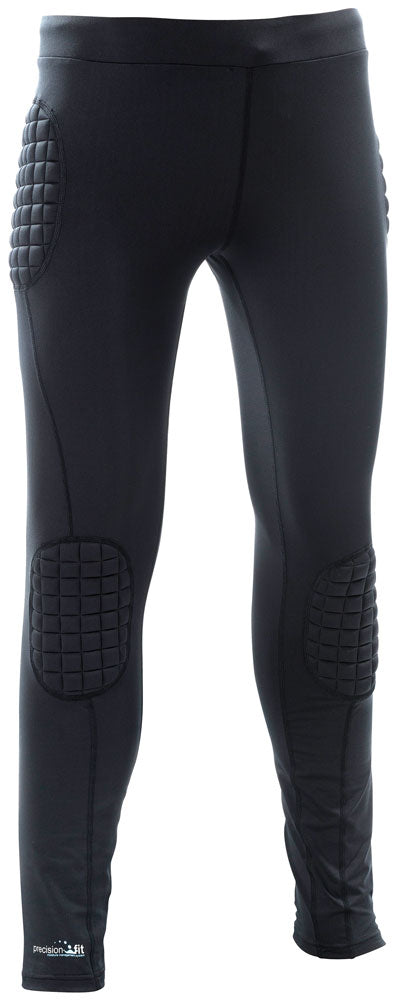 Junior Precision padded goalkeeper baselayer trousers, sport-specific athletic tights with padding for enhanced protection.
