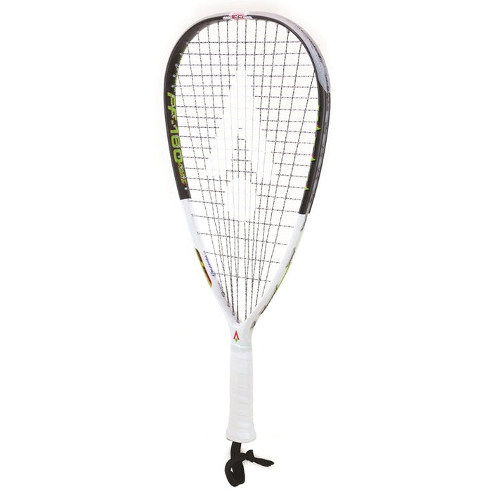 Karakal Ff-160 squash racketball racket with a black and red frame and grip for competitive squash play.