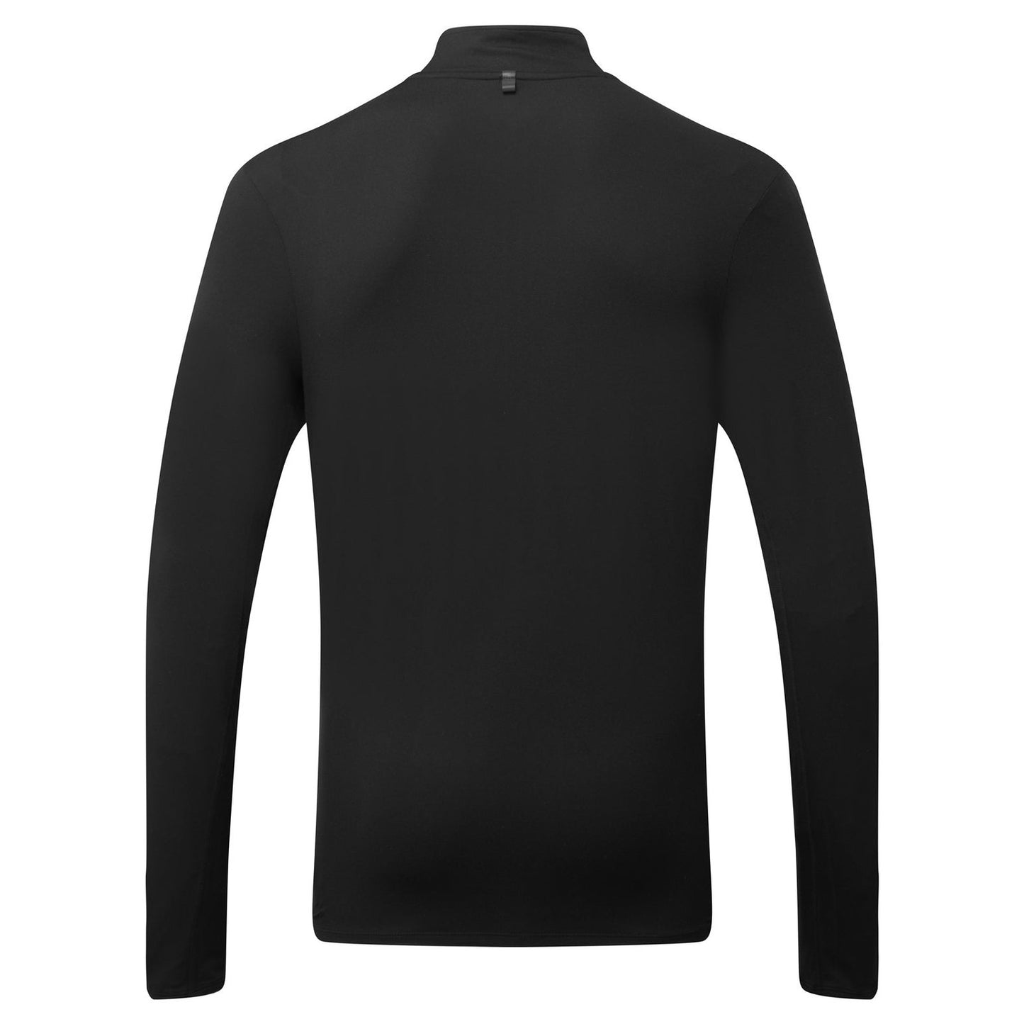 Ronhill men's Core Thermal 1/2 Zip Tee in black, featuring a high collar, lightweight fabric, and logo on the chest.