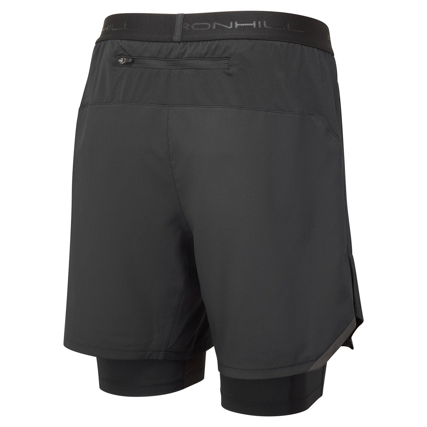 Ronhill men's Tech 7-inch twin running shorts in lightweight, breathable fabric with a secure waistband and reflective details.