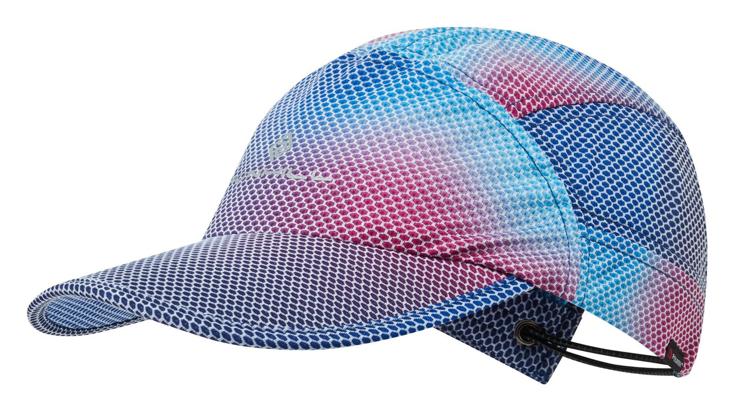 Ronhill Golden Hour running cap with breathable fabric and adjustable strap, designed for outdoor sports and active wear.