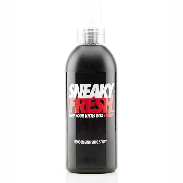 Sneaky Fresh shoe and trainer deodorant spray 150ml in a spray bottle, designed to keep sports shoes fresh and odor-free.