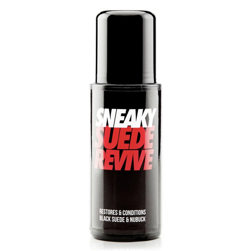 Sneaky Suede and Nubuck Revive shoe cleaning spray bottle, designed for sports footwear care and maintenance.