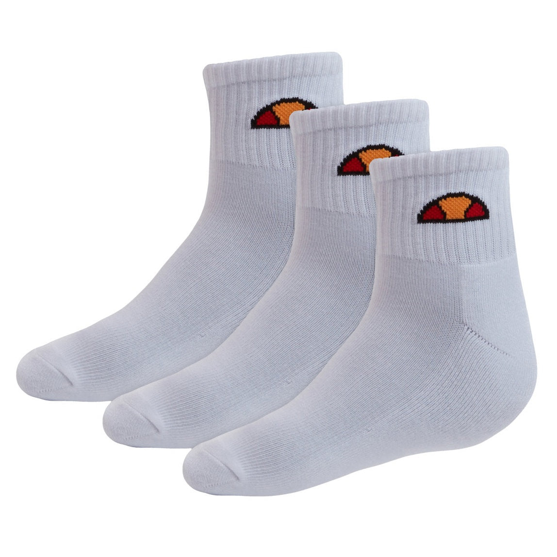 Ellesse Tallo 3-Pack ankle socks in black, white, and gray, made of comfortable, breathable fabric for everyday wear.