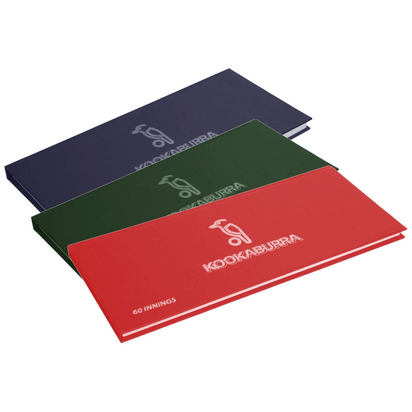 Kookaburra Cricket Score Book for 60 innings, with pages for recording detailed cricket match scores and statistics.