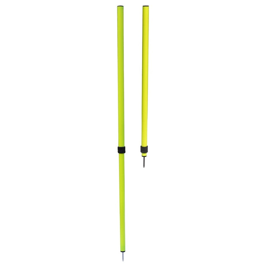 Cartasport football telescopic slalom poles set up on grass for training drills, adjustable and lightweight for sports practice