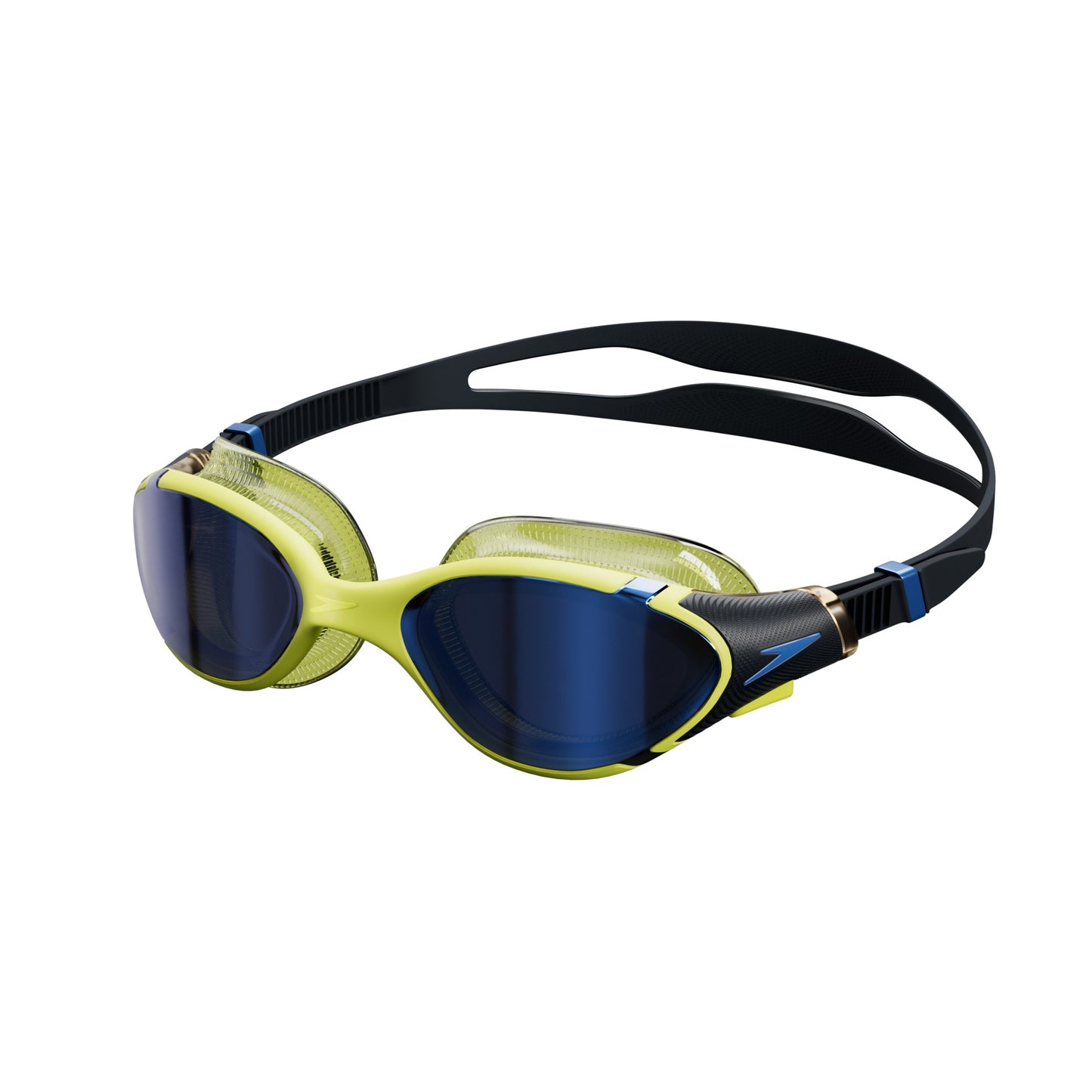 Junior Speedo Biofuse 2.0 Mirror swimming goggles with tinted lenses and adjustable strap for a comfortable fit.