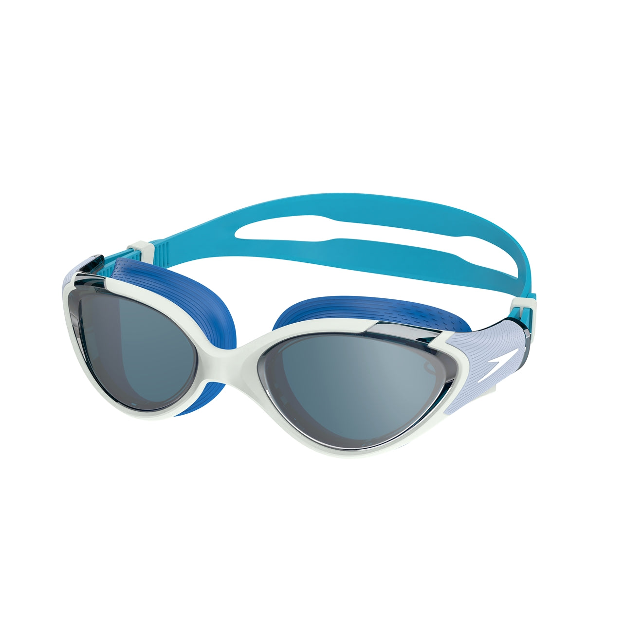 Speedo Biofuse 2.0 swimming goggles with clear lenses and adjustable straps, designed for comfortable water sport use.
